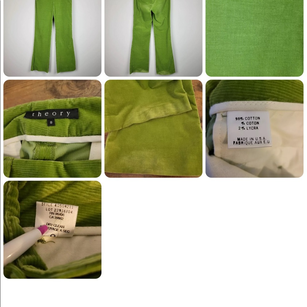 Theory Apple green corduroy pant